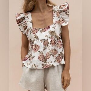 POSSE FLORAL LINEN TOP